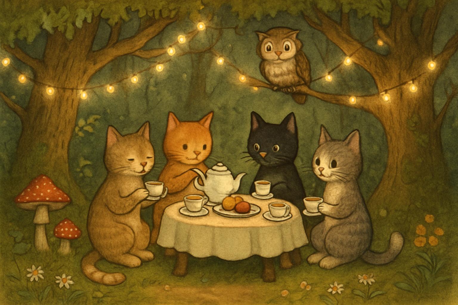 The Enchanting World of Cats Hosting a Forest Tea Party